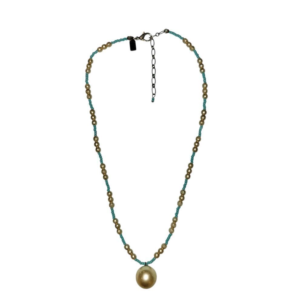 Rachel Gold and Teal Beaded Necklace